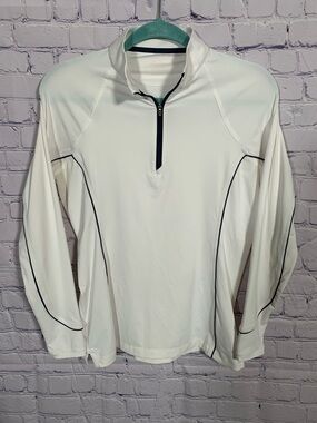 Peter Millar Womens Lightweight Sun Comfort Base Layer White 1/4 Zip S Golf Prep